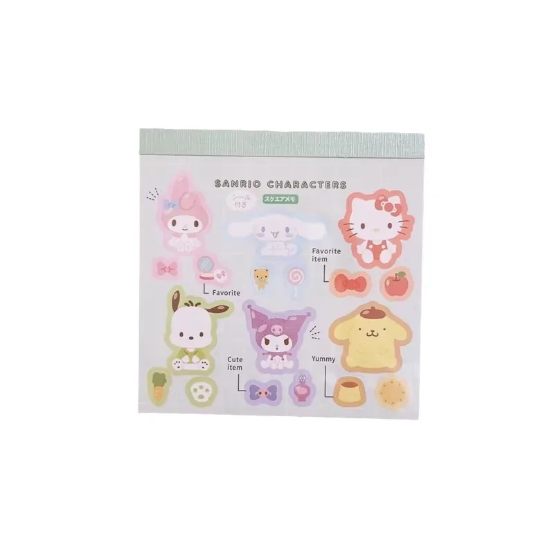 Kawaii Sanrio Cartoon Hello Kitty Kuromi My Melody Note Pads Decoration Stickers Scrapbooking Stationery School Supplies