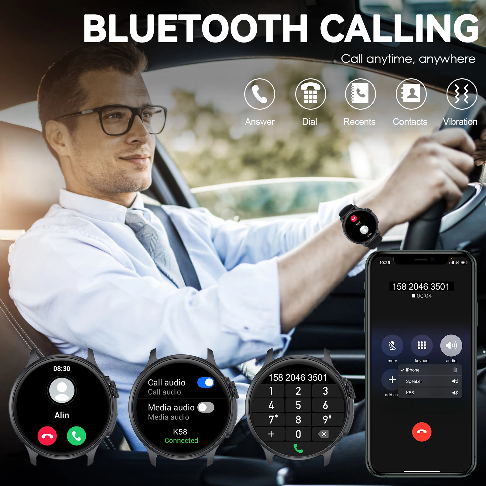 Смарт-часы EIGIIS для мужчин с Bluetooth-напоминанием о вызове/информации, монитор сердечного ритма, сна, 1,43 дюйма, HD AMOLED, всегда на дисплеи