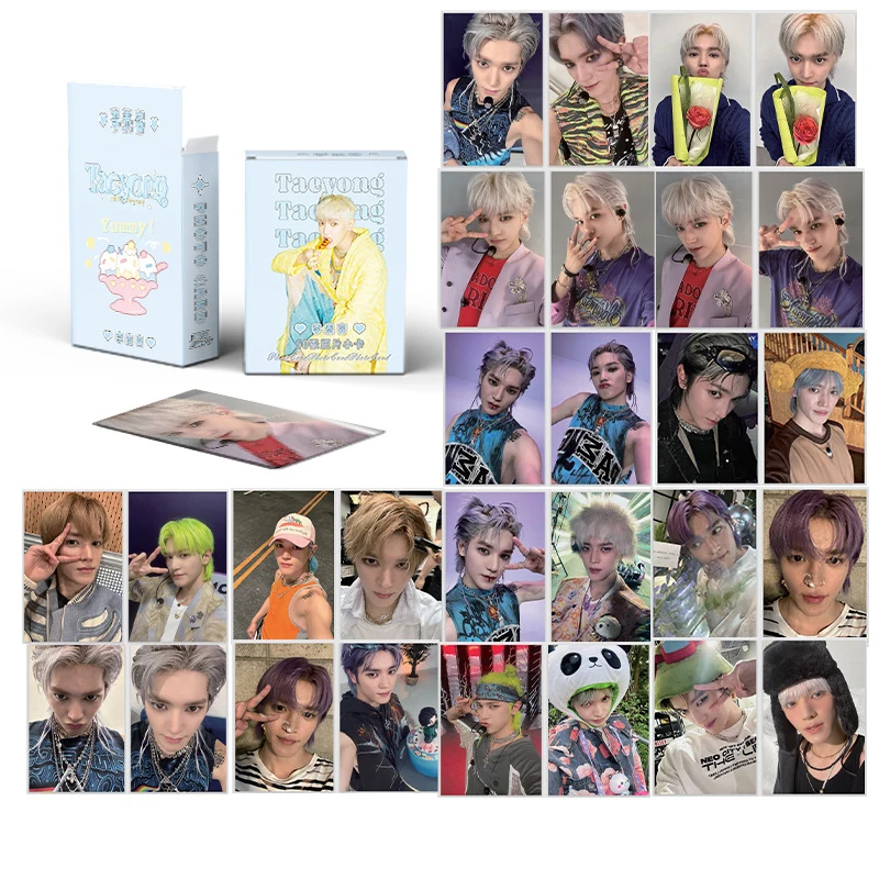 50Pcs/Set KPOP ATEEZ ZB1 RIIZE Boxed Laser Cards List Taeyong Wonyoung Winter Babymonster NMIXX Joy Lomo Cards Fans Collection