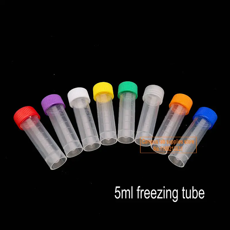 1set 50/81/100-well Plastic Cryotube Storage Box + 50/81/100pcs 1.8ml/5ml Colorful PP Freezing Tube for Lab Experiment