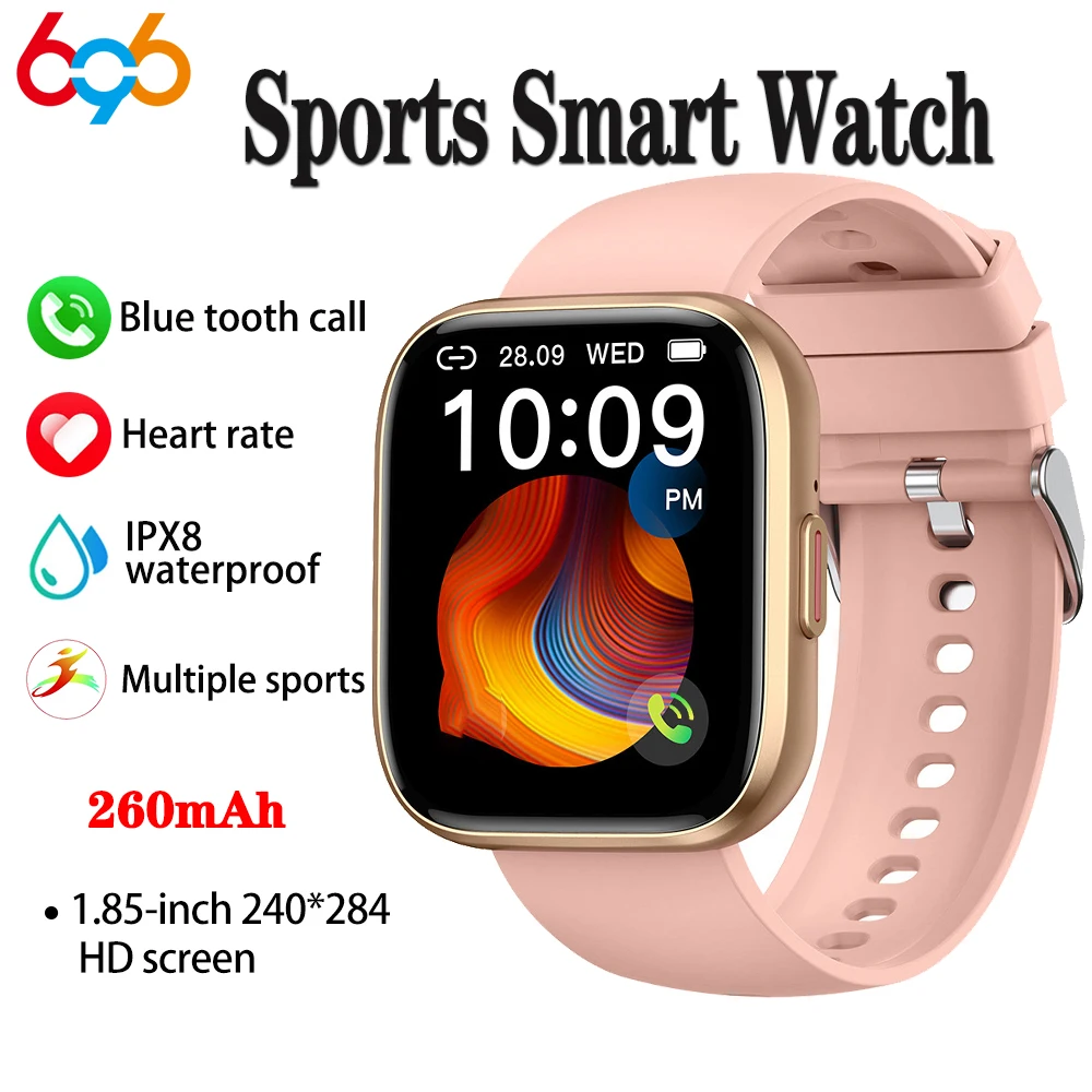 

New 1.85" Heart Rate Blood Oxygen Health Smart Watch Blue Tooth Call 100+ Sport Modes Music Fashion Game Men Women Smartwatch