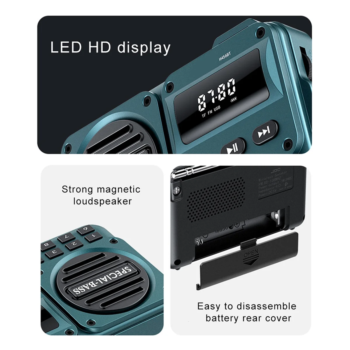 A37T-Portable Digital Radio Bluetooth Compatible 5.0 FM Radio Receiver With LED Display U Disk TF Card MP3 Play Loudspeaker A