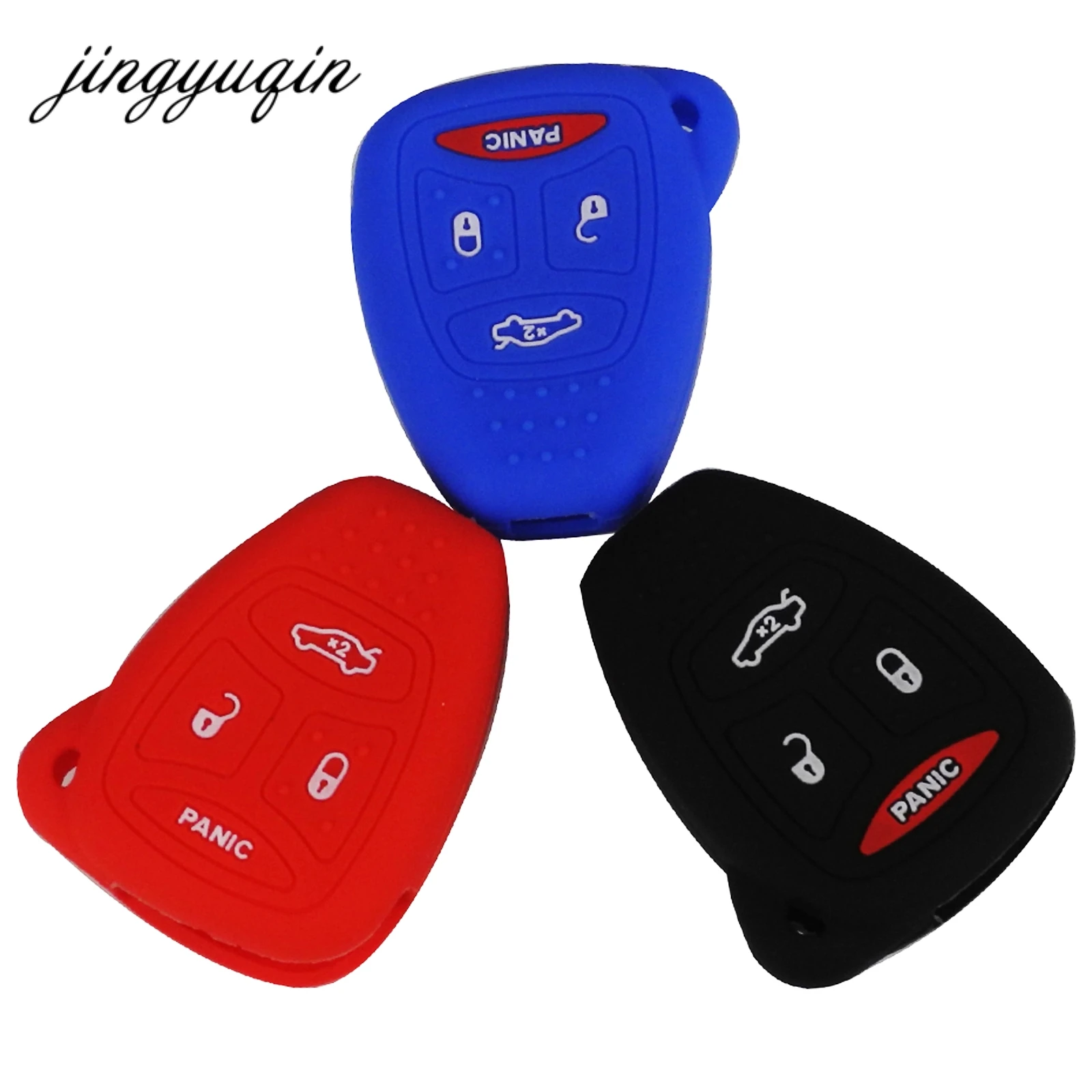 jingyuqin Silicon Key fob Cover Case  for Jeep Wrangler Cherokee Chrysler Liberty Pacifica Sebring Aspen Magnum Charger Dodge