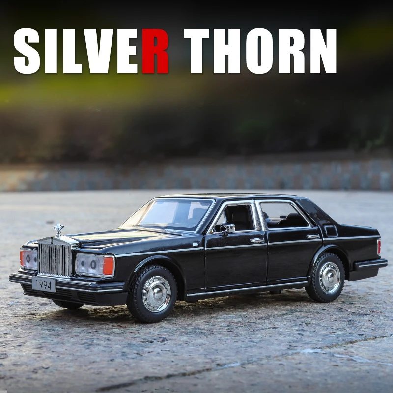 Simulated 1:32 Silver Spur 1994 Alloy Retro Sport Car Model Sound Light Pull-Back Toy Car Children Boy Gift Collection Miniature