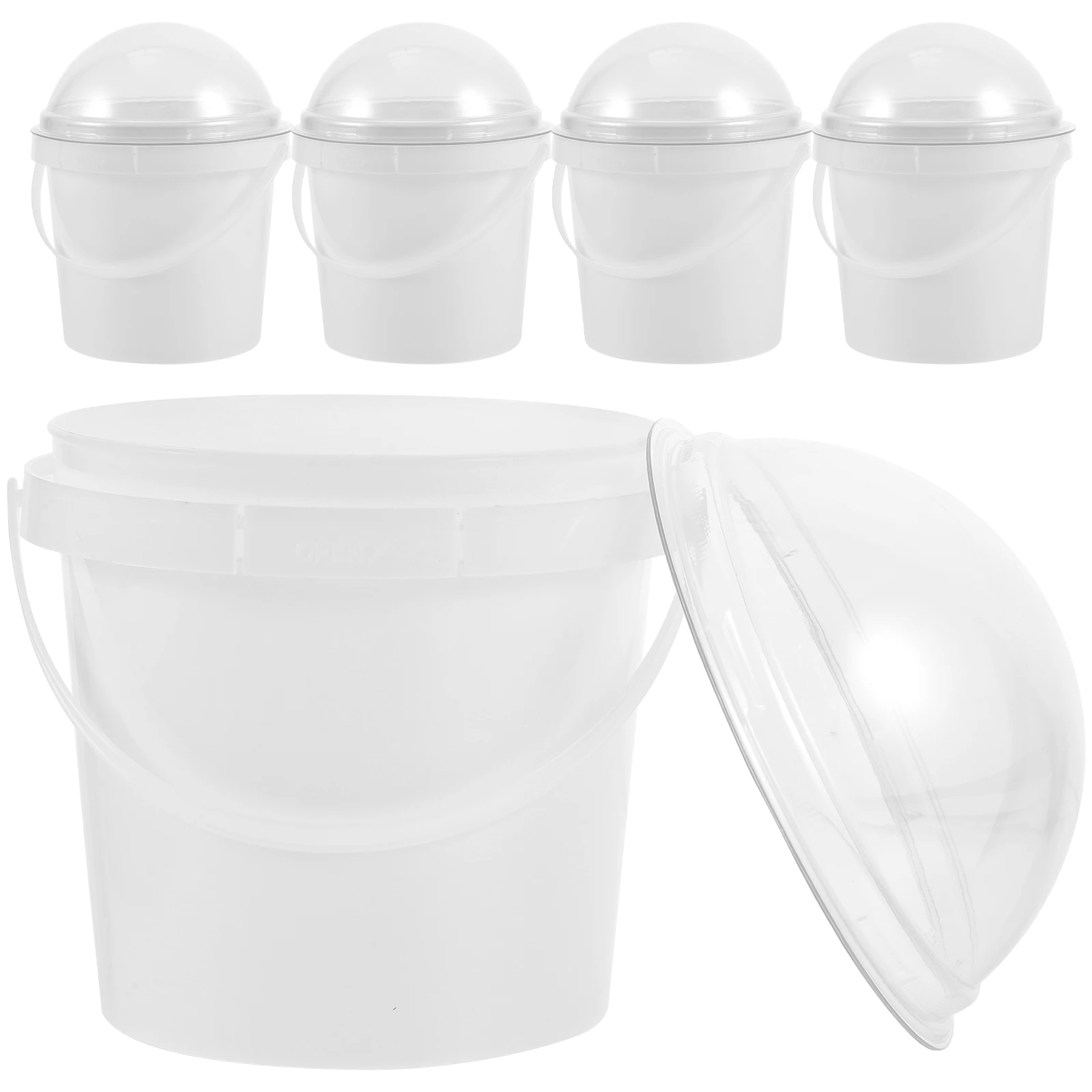 

5pcs Popcorn Bucket 500ml Clear Plastic Containers with Lid for Ice Cream Candy Fruits Food Storage Home Cinema Parties