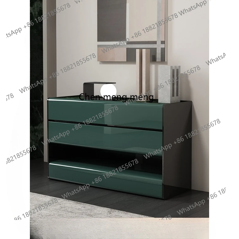 

Italian minimalist three-bucket cabinet light luxury high-end dining side cabinet living room locker bedroom