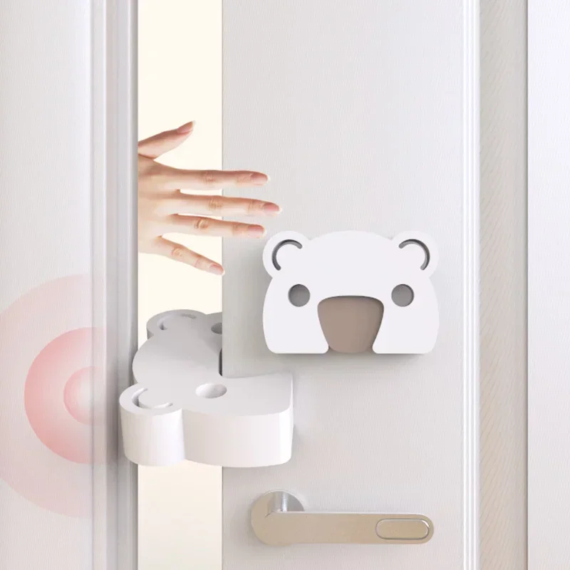 Baby Safety Door Stopper Home Toddler Anti-Pinch Hand Thick Door Block Cartoon Bear Kids Finger Protect White EVA Door Stoppers