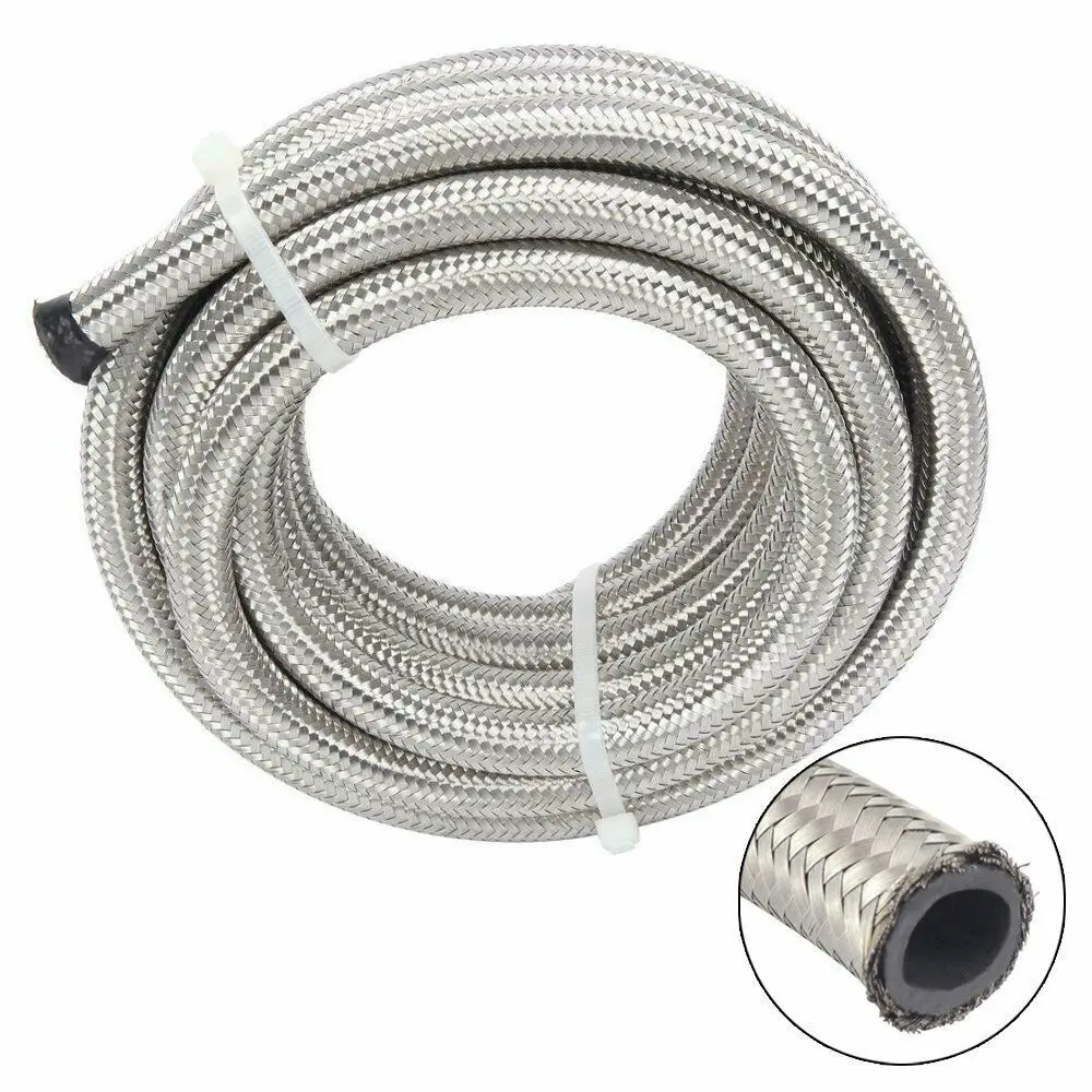 10AN 5/8" Hose Universal Stainless Steel Braided CPE Oil Gas Fuel Hose Fuel Line