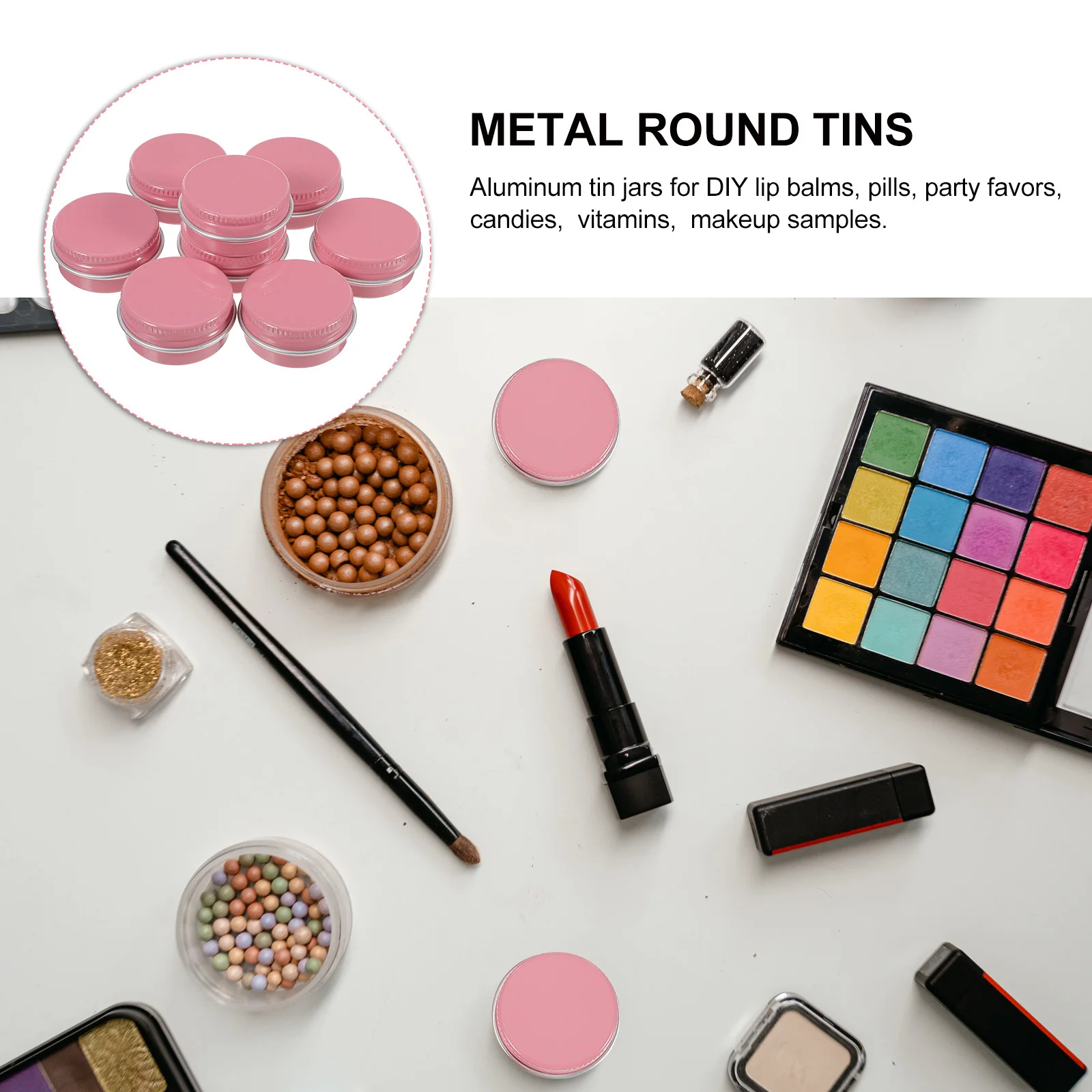 

Waterproof Lipstick Packaging Box Aluminium Containers with Lids Can Pink Small Metal
