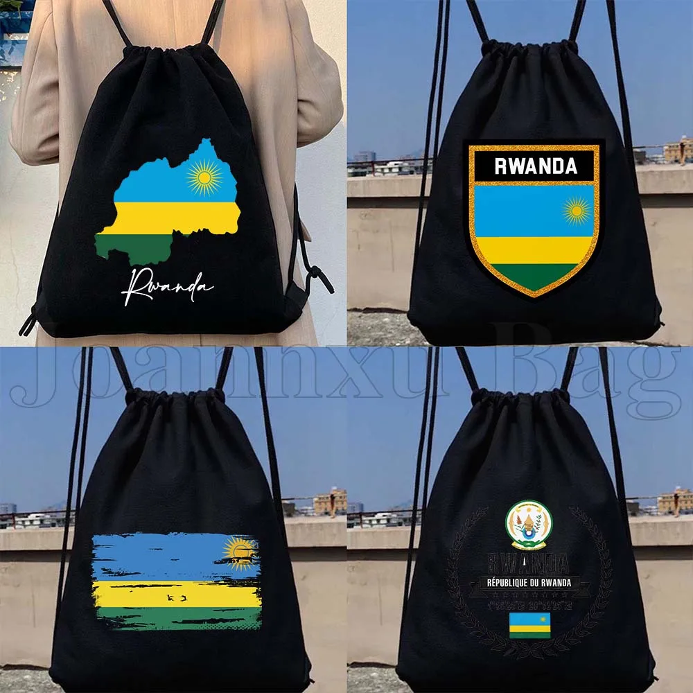 

Rwanda Country Map Flag Rwandan Africa Gift Durable Canvas Drawstring Bag Soccer Backpack Sports Yoga Sackpack Cotton String Bag