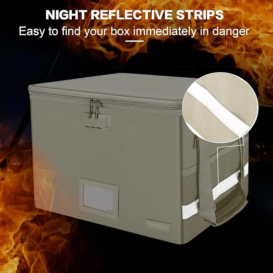 Archiefdoos met slot, brandwerende documentendoos met ritssluiting, opvouwbare archiefkast voor archiefkast met handgrepen, draagbaar