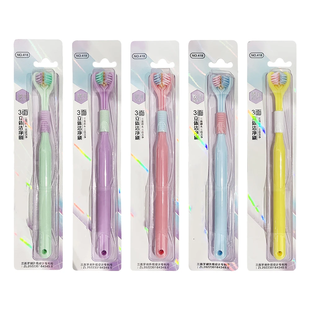 Soft Bristle Tooth Brush Three Sided Toothbrush Deep Oral Cleaning Safety Teeth Brushing Portable Travel Oral Care Health Tool