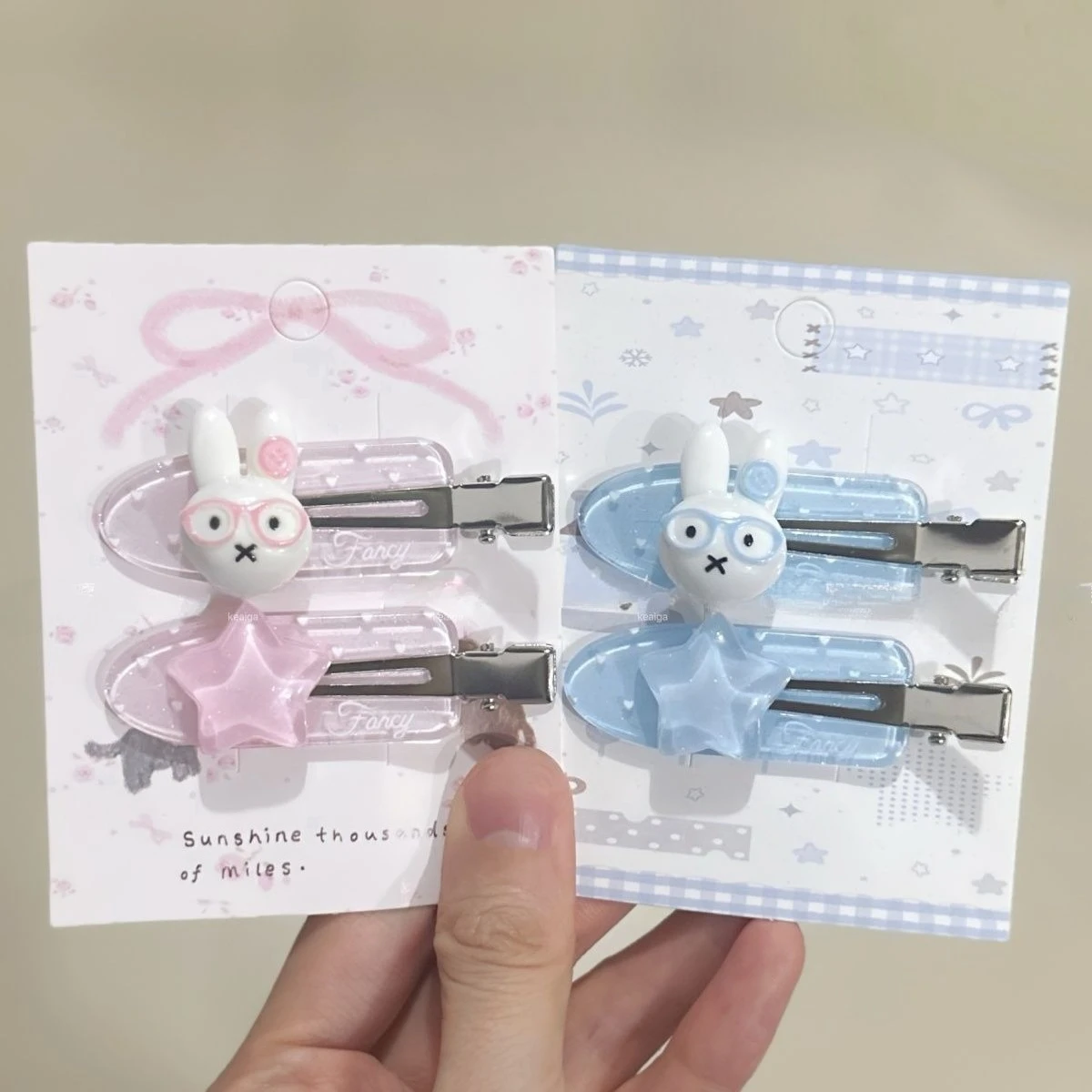 Cute Miffy Bunny Hair Clips Set Cartoon Rabbit Glasses Star Decor Glitter Barrettes Kawaii Sweet Bangs Side Hair Pins for Girls