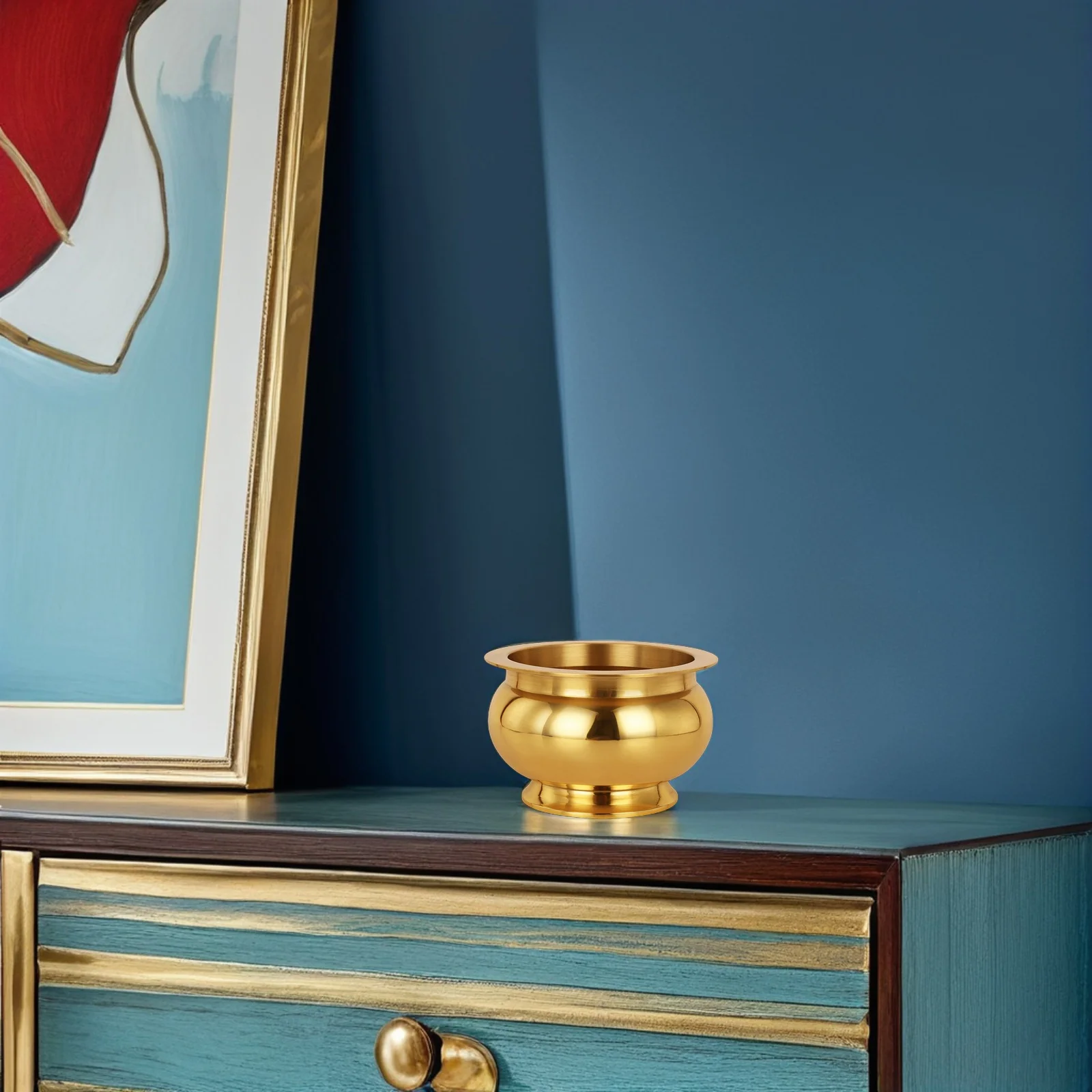 

1Pcs Round Copper Incense Burner Fine Craftsmanship High Quality Material for Temple Use Heat Resistant Desktop Religious Censer