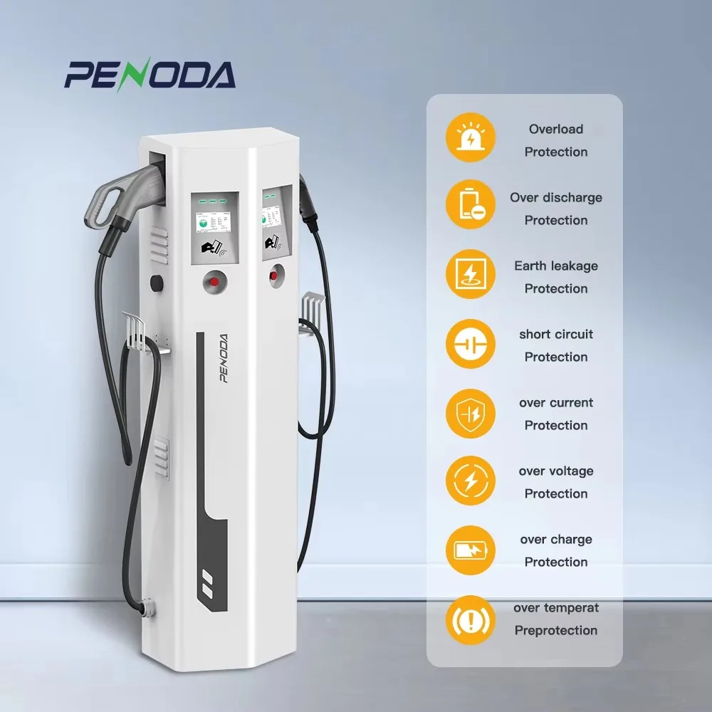 CCS2+ Type2 Fast EV Charger Station 32A Auto Power Charging Station OCPP1.6  100kW Output Power 5m Electric Vehicles