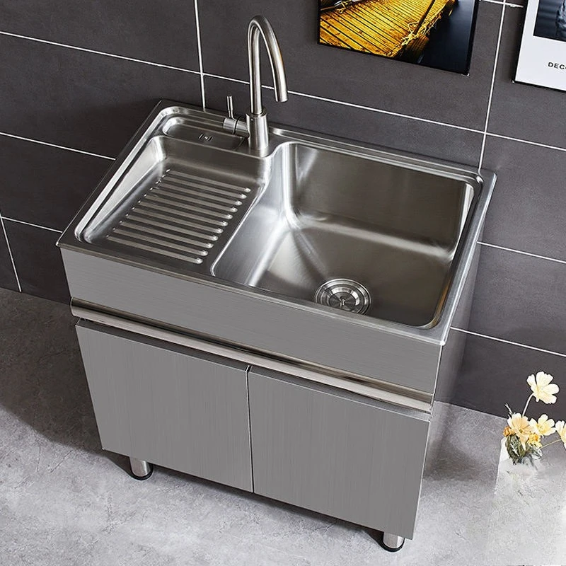 Mobile lavanderia in acciaio inossidabile 304, balcone, mobile lavabo integrato con lavabo, lavabo, mobile in legno massello combinato