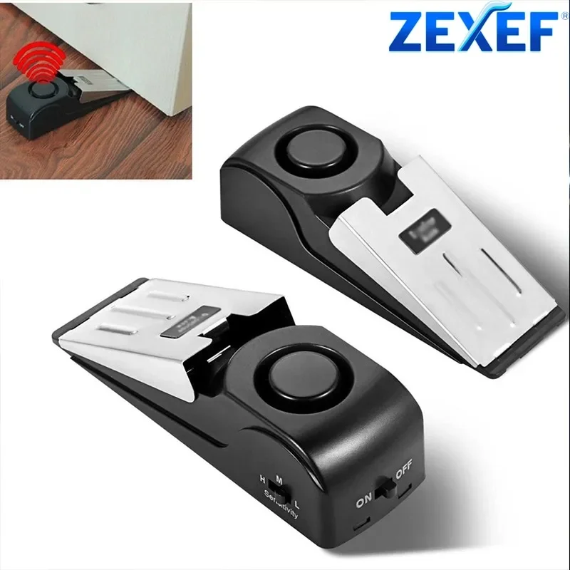 ZEXEF حماية أمنية صغيرة 125DB نظام إنذار منزلي مضاد للسرقة قابس باب إسفين منزلي معدات إنذار للطوارئ #1