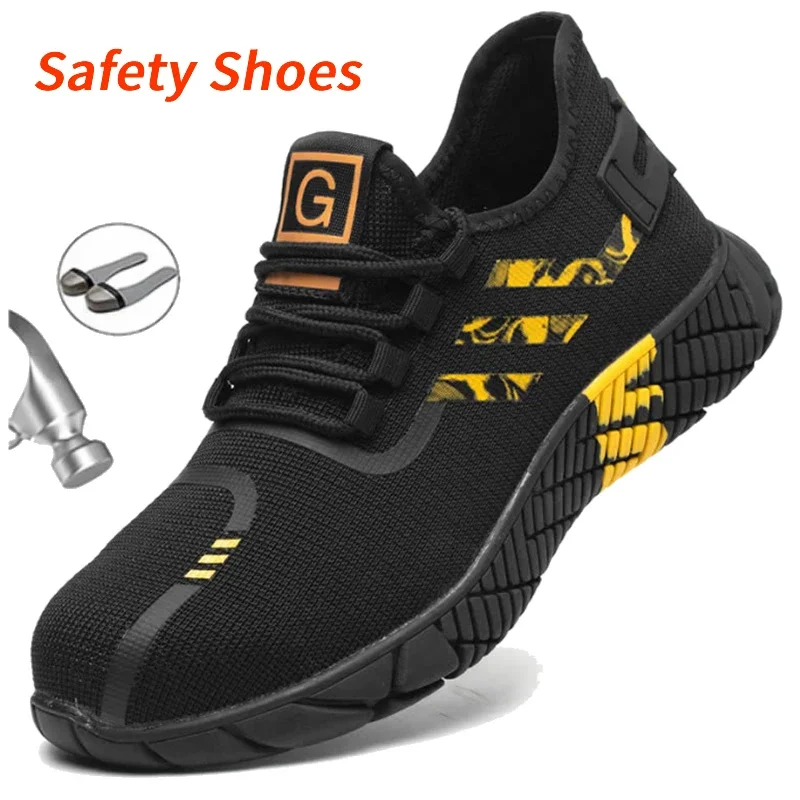 Work Sneakers Men\'s Safety Shoes Construction steel toe work Shoes Safety boots Men\'s shoes Puncture proof work summer Kevlar