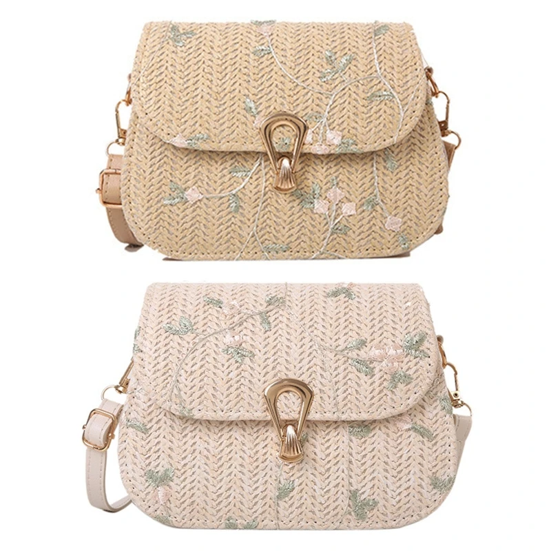 

Fashion Summer Straw Bag Floral Lace Saddle Bag Crossbody Bag Shoulder Bag Bag Gift for Birthday Dating