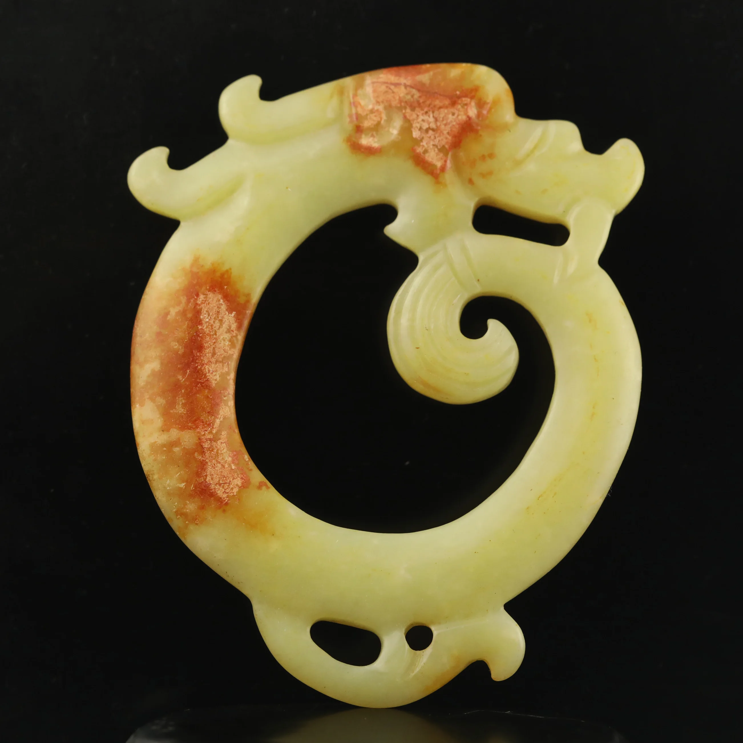 China alte natürliche Jade handgeschnitzte Statue Drache Loong Anhänger # 43