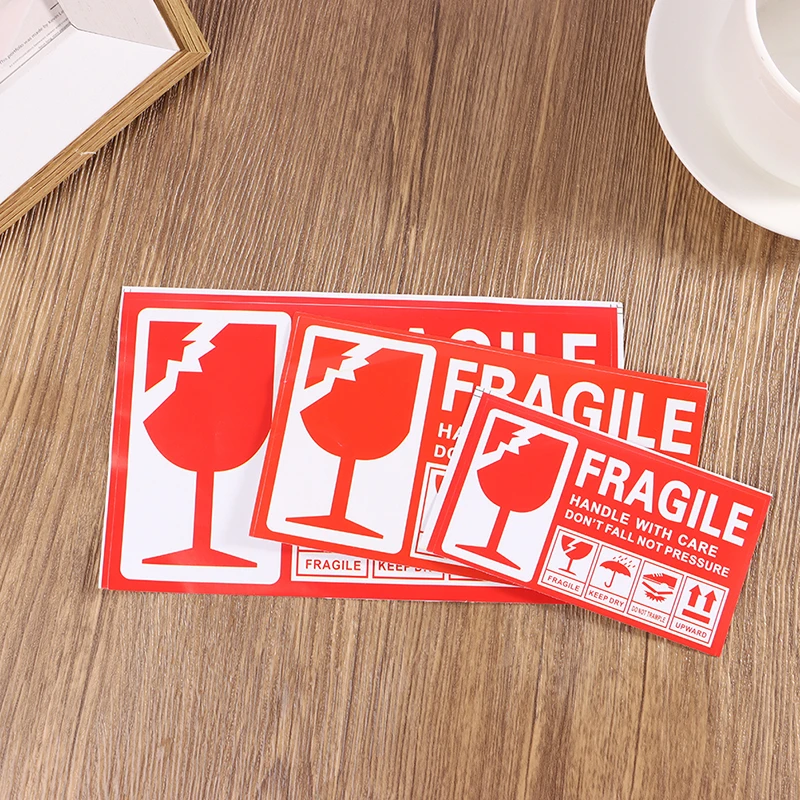 100Pcs Fragile Warning Label Sticker Hazard Warning Sign Handle With Care Keep Express Label Adhesive Logistics Accessories