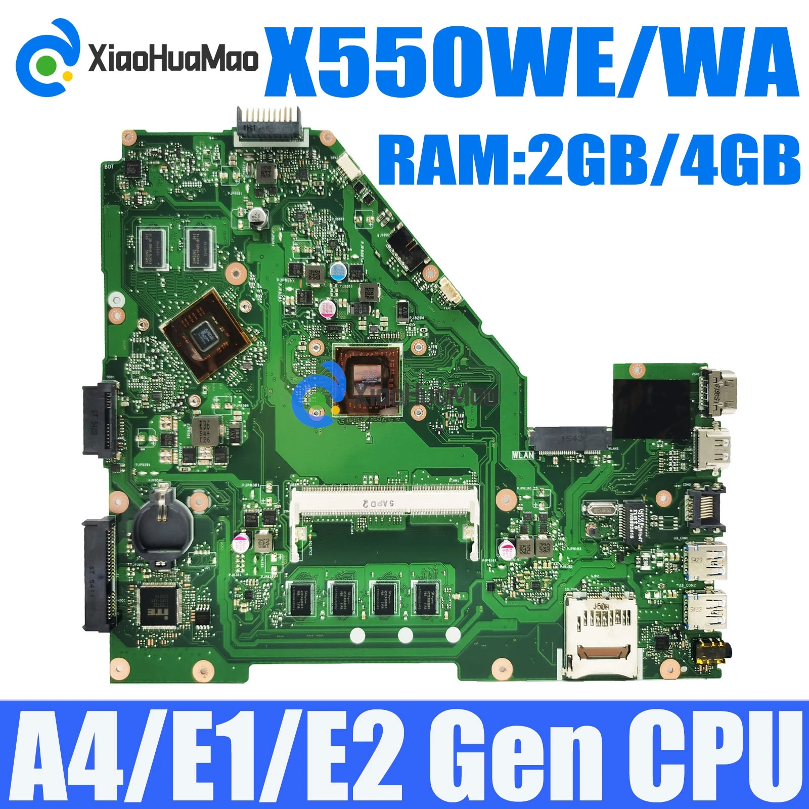 

Материнская плата для ноутбука ASUS X550WE A4/E1/E2 CPU 2G/4G RAM UMA / PM X550WE X550E X552W X550WA X550WAK X550W D552W F550W