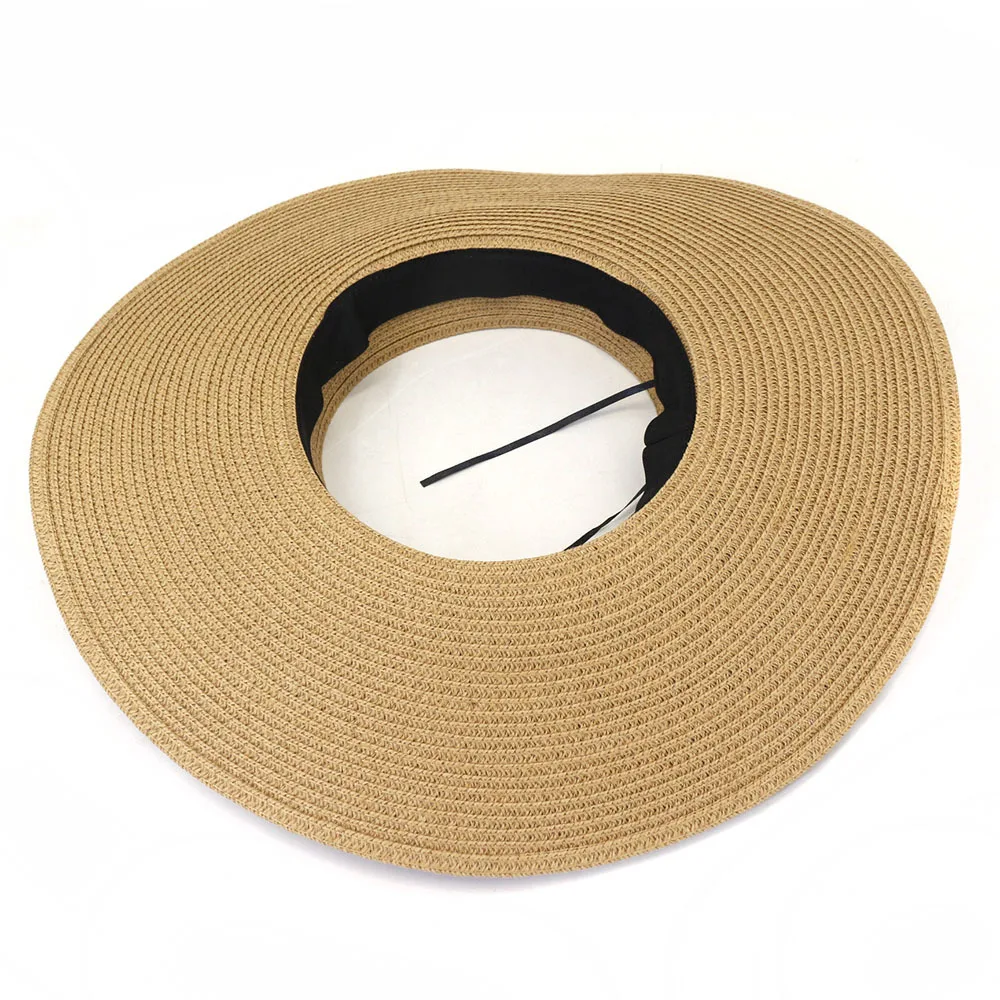 Designer empty top hat for woman big brim straw hat 3-layer fringed edge fashion retro outdoor vacation beach sun hat