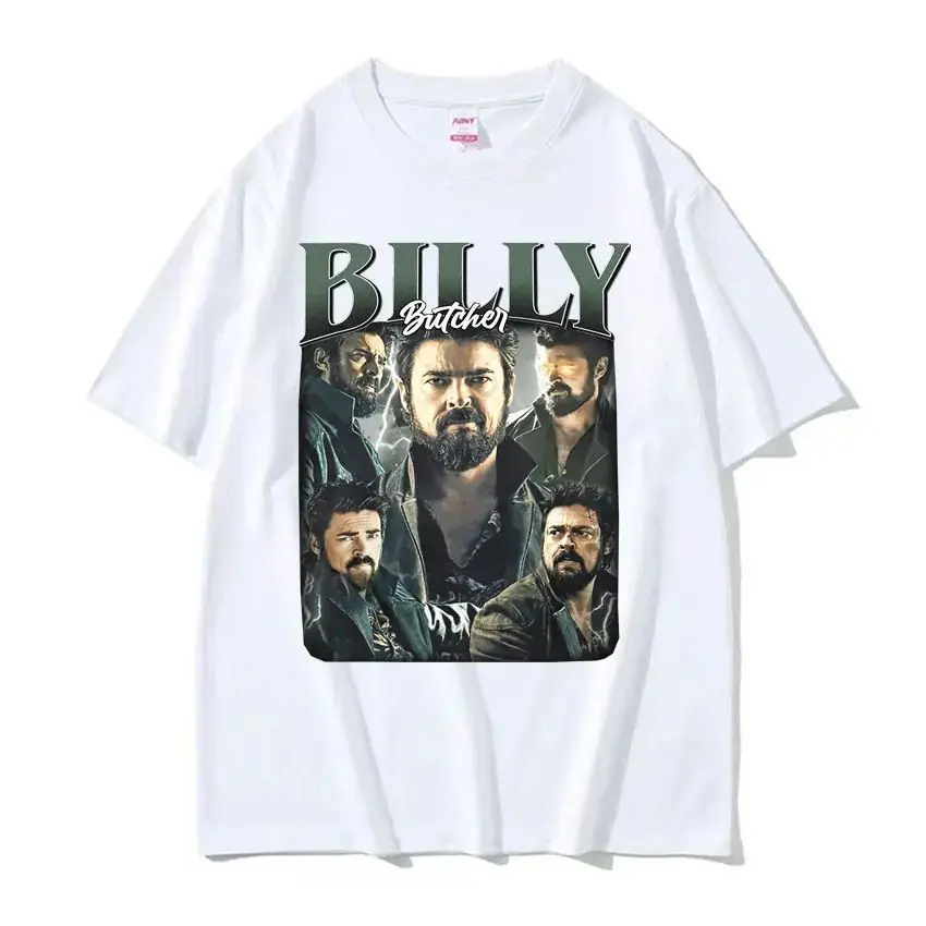 Limited The Boys William Billy Butcher Vintage Graphic T Shirt Men's Clothing Fashion Harajuku Y2k Oversized  Cotton T-shirt