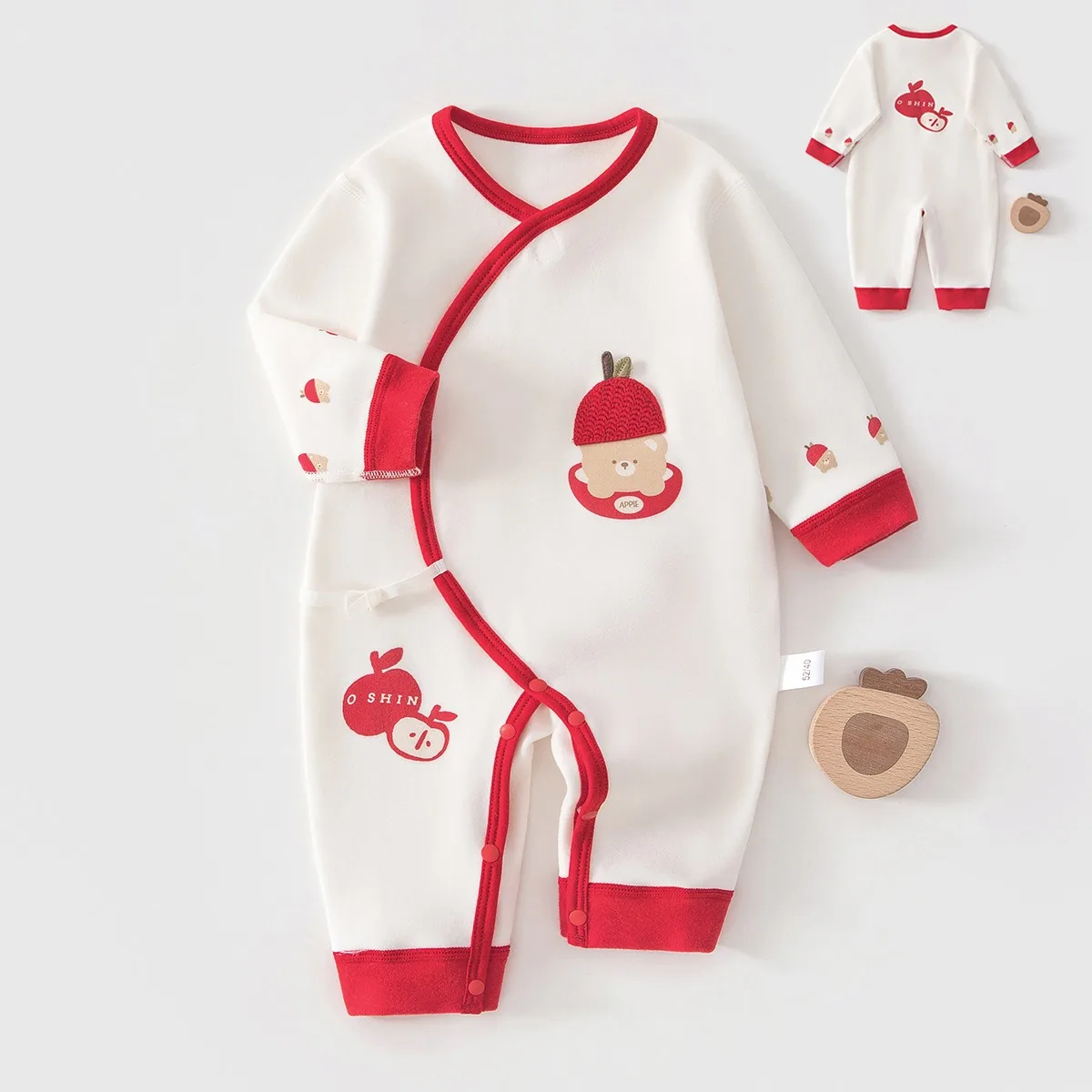 Soft Cotton Baby Romper Side Snaps Long Sleeve Onesie Breathable Infant Jumpsuit Unisex Newborn Clothes 0-3M for Spring Fall