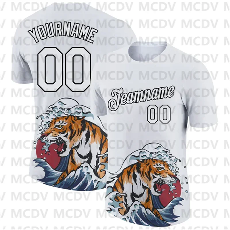 

Custom Black White 3D Pattern Design Tiger Performance T-Shirt Women's For Men's Tops