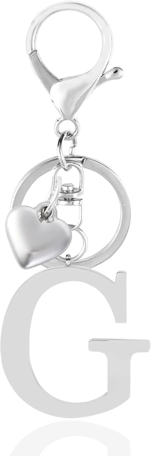 

Metal Heart Initial Keychain Cute Letter Charm for Purse Bag Backpack