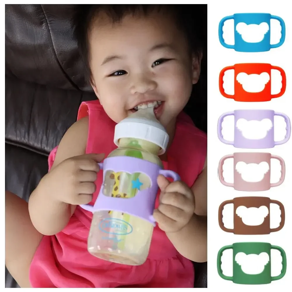

New Mould Bottle Handle Solid Color Silicone Bottle Sleeve BPA Free Soft Bottle protector