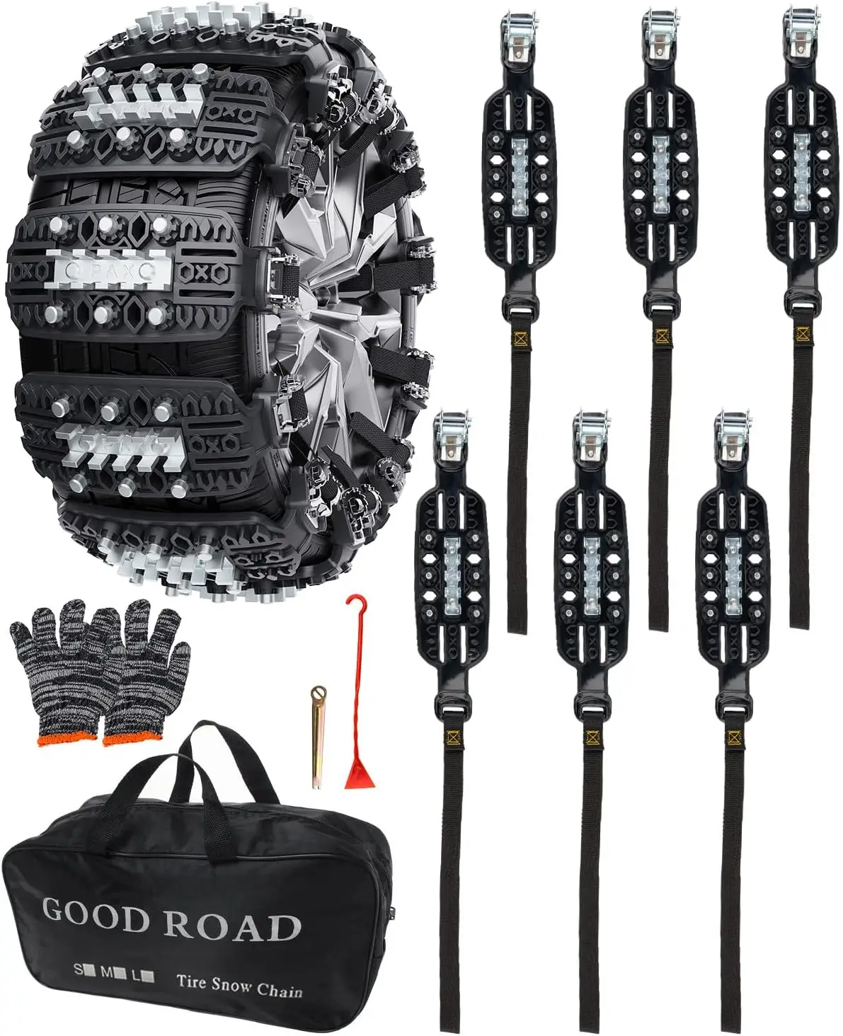 

Шины для автомобиля/внедорожника/пикапа, регулируемые универсальные аварийные снежные цепи для шин, 8,7-11,1 дюйма, маленькие, 6 шт.