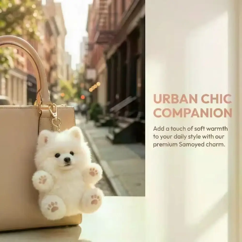 

Cute Design PP Cotton Samoyed Pendant Stuffed Animal Kawaii Samoyed Ornaments Lifelike 10cm Samoyed Bag Decoration