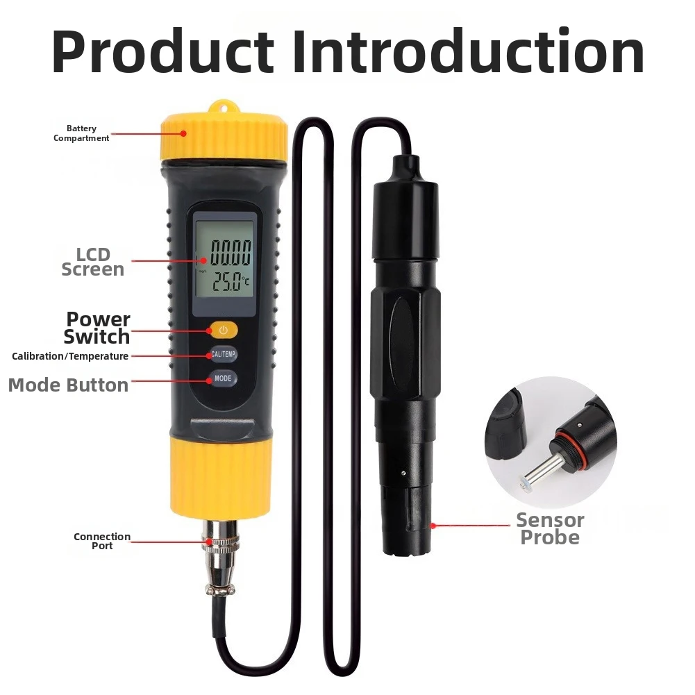 Digital Dissolved Oxygen Meter Portable Water Quality Tester DO Analyzer With LCD Display For Aquaculture Sewage Treatment Monit