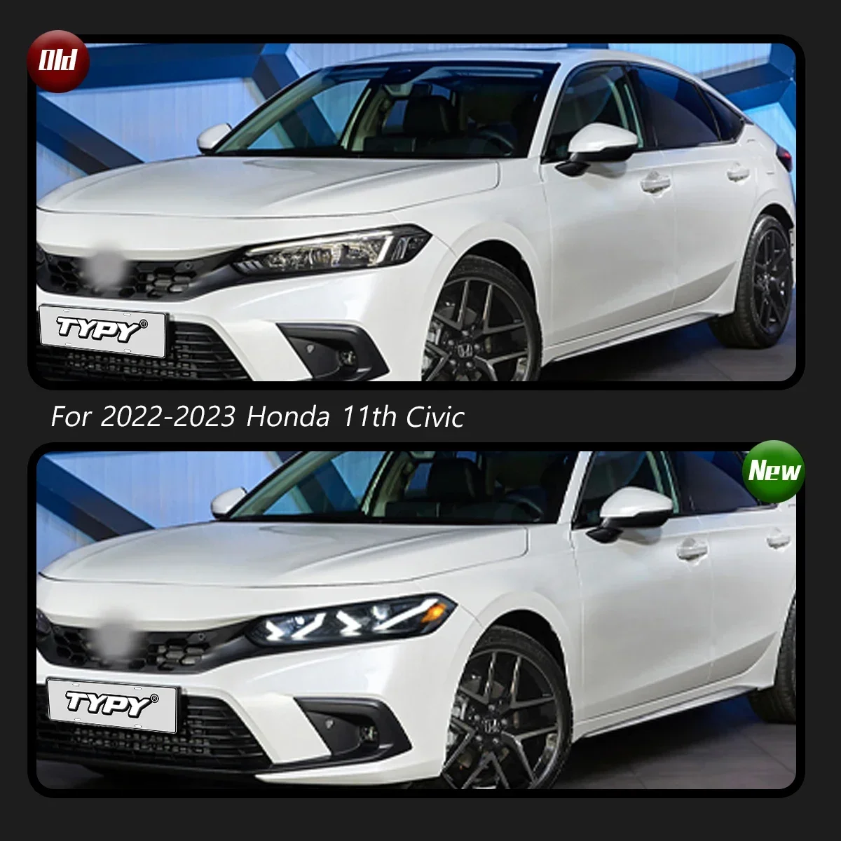 

TYPY Car For Honda 11th Civic Headlight 2022-2023 Upgrade Modified to New DRL Dynamic Turn Signal LED Headlight Auto Accessories