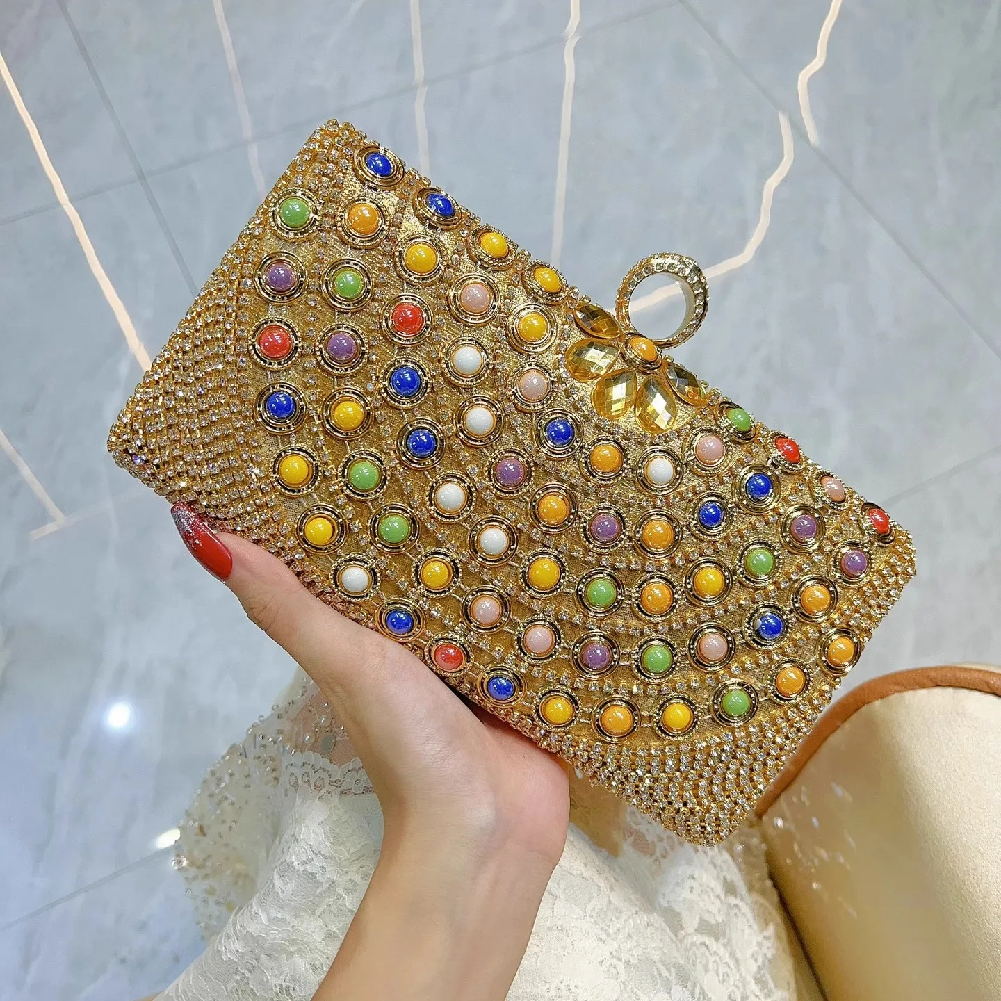 

Faionable Water Diamond Evening Bag Tassel oulder Box Bag Urban Simple Sle Geometric Pattern Small Size Handbag