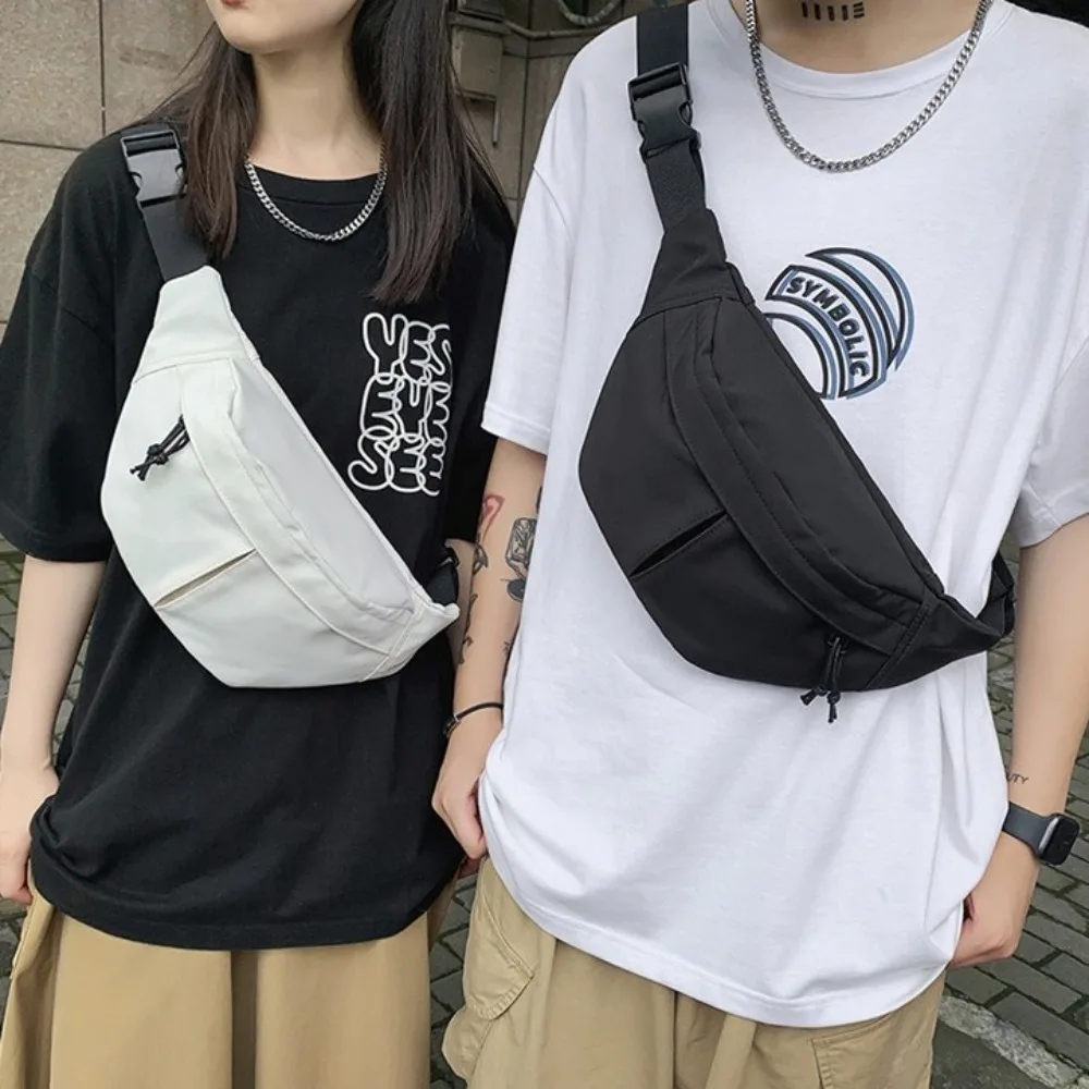 

Solid Color Nylon Chest Bag Large Capacity Korean Style Crossbody Phone Pouch Adjustable Shoulder Multifunctional Waist Bag