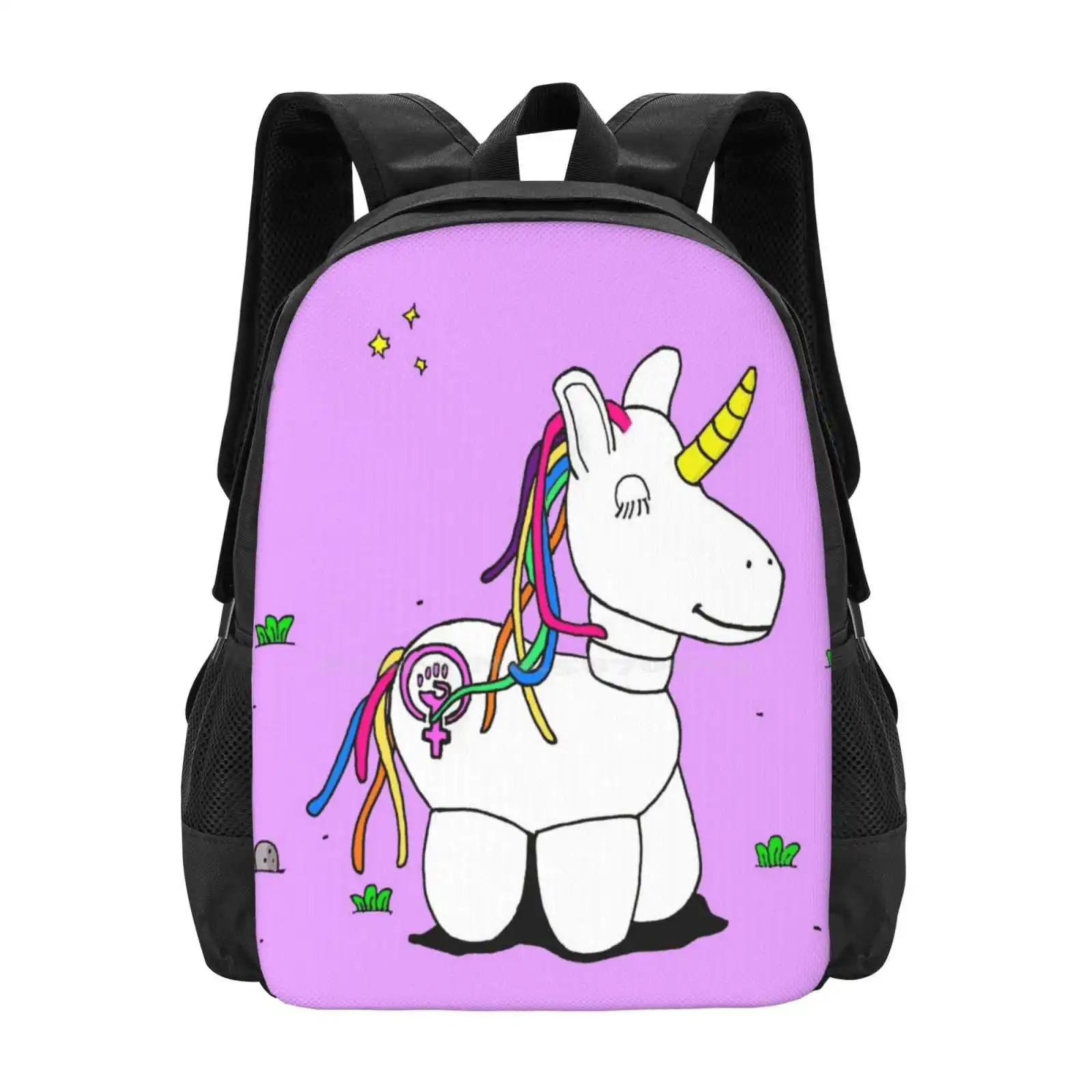 

Feminist Unicorn 2 Hot Sale Schoolbag Backpack Fashion Bags Unicorn Feminist Feminism Fantasy Animals Horse Colors Nature