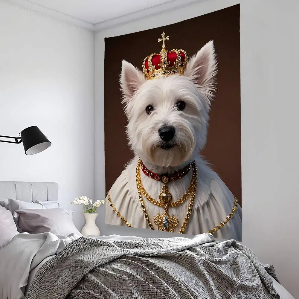 West Highland White Terrier نسيج غرفة النوم المعيشة بار حديقة في الهواء الطلق ستوكات مهرجان الديكور خلفية الفن راية