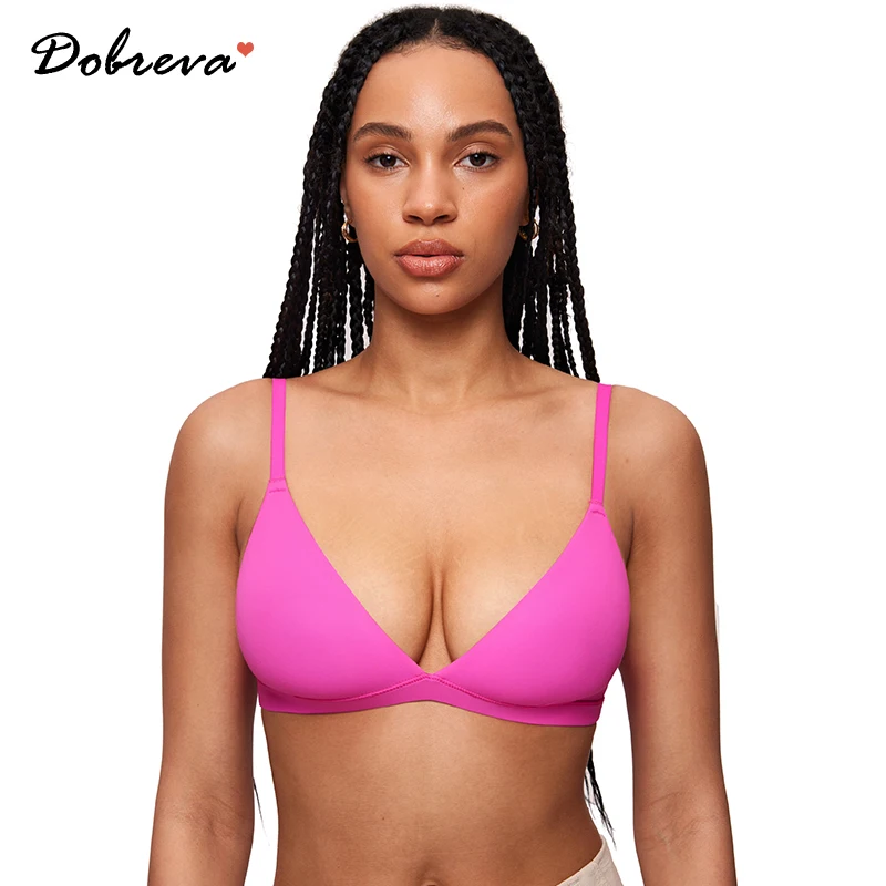 

Women's Inbarely Triangle Bralette Seamless Plunge Unlined Bra Deep V No Underwire Sexy Comfortable Everyday