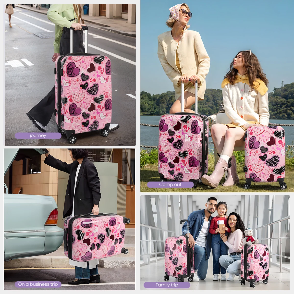 3 Piece Luggage Set Hardshell Expandable Suitcase with Spinner Wheels &TSA Lock Print Lightweight Travel Suitcase Set-20