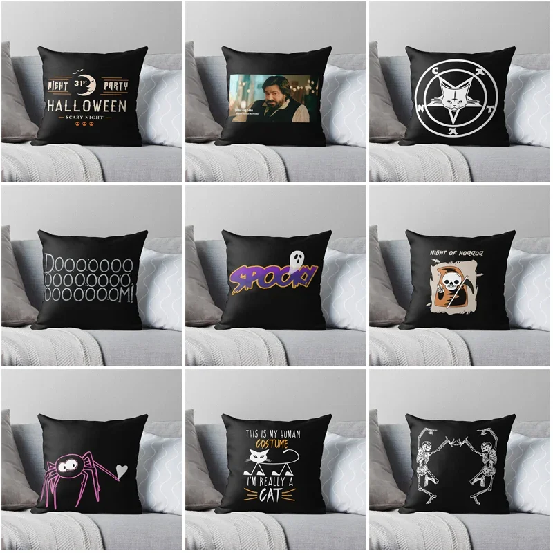 Decorative Home pillow case Cushion covers 50x50 60x60cm Modern Living Room sofa halloween pumpkin45*45 fall black fear Skeleton