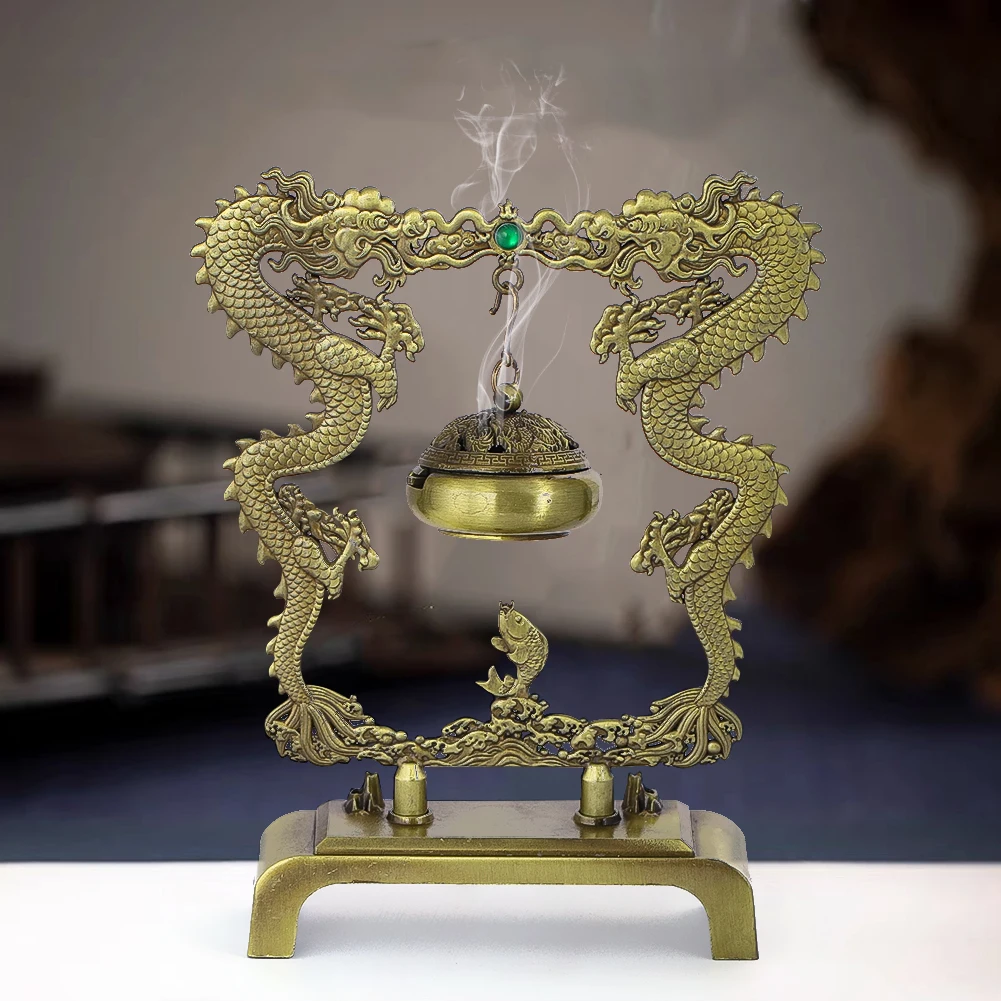 Home Fragrance Zen - Support brûleur d'encens Dragon en métal,