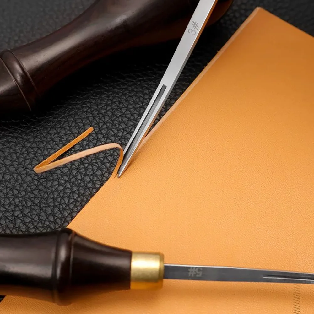 Stahl-Lederkantenabschräger mit Ebenholzgriff, 5 Größen, Handgeführtes Kantenwerkzeug für Lederarbeiten – Detail 2