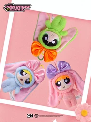 Animal de peluche Powerpuff para niñas, juguete de peluche de conejo, pajarita colgante, muñeca de regalo, 12cm