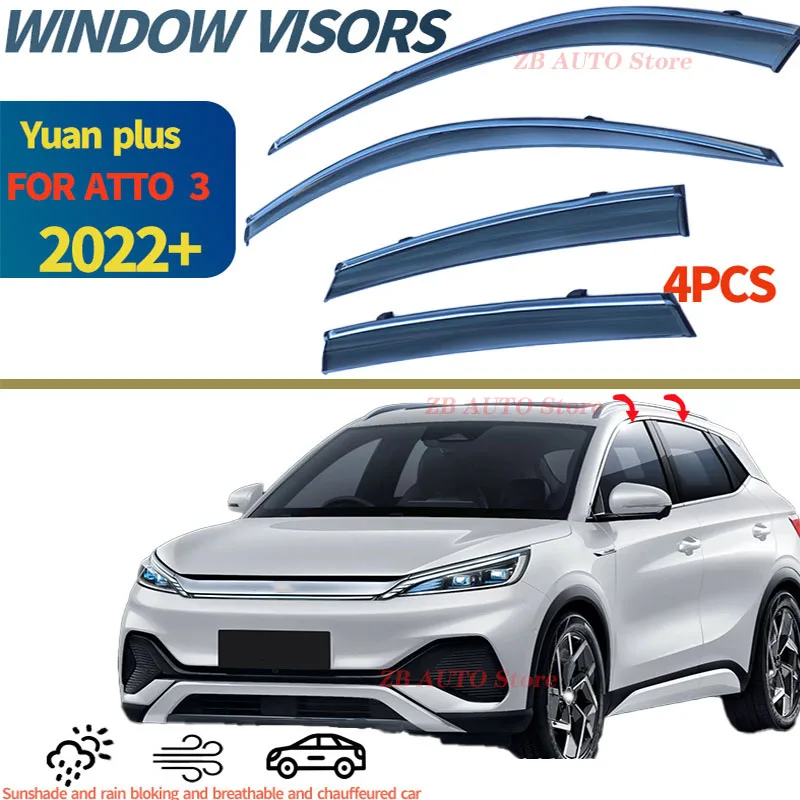 

For BYD ATTO 3 2022+ Window visors Rain water prevention; Covering the sunlight; Anti fog; Snow prevention