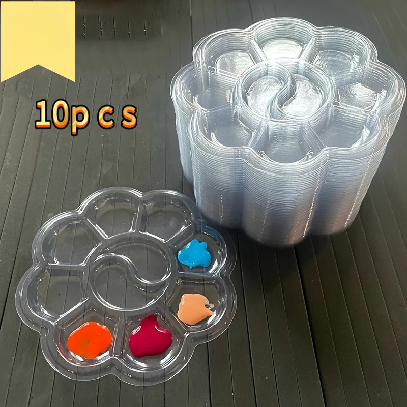 10Disposable plastic color palette set，Designed specifically for artists using acrylic or watercolor，Non-stick mixing tray with