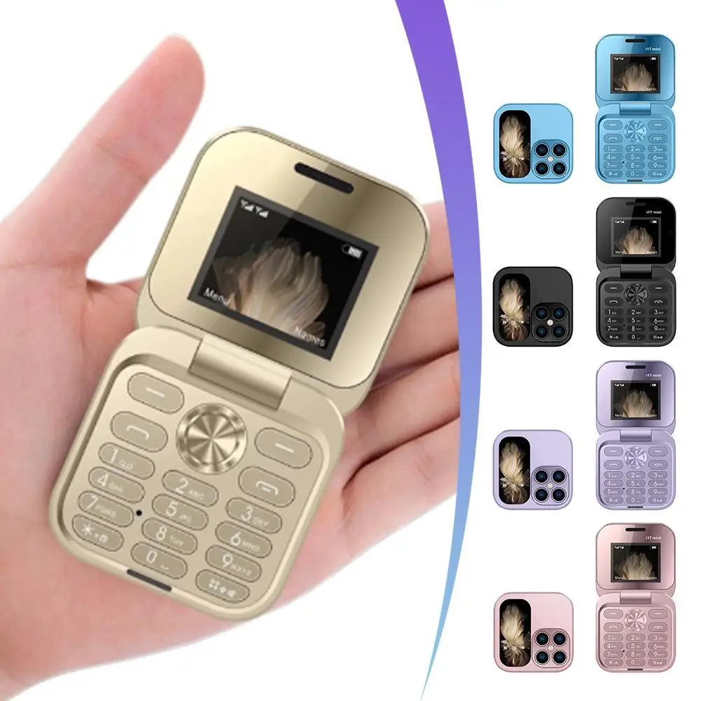 

I17mini Складной телефон Двойная SIM-карта Двойной режим ожидания 1,77 дюйма Экран с кнопкой камеры на палец Откидная крышка для мобильного телефона Мини-телефон для пожилых людей