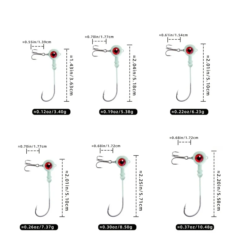 12pcs Big Eye Jig Head Hooks, Double Hooks, Treble Hooks, and Snap Hooks for Fishing, Saltwater Fishing Rig Hooks